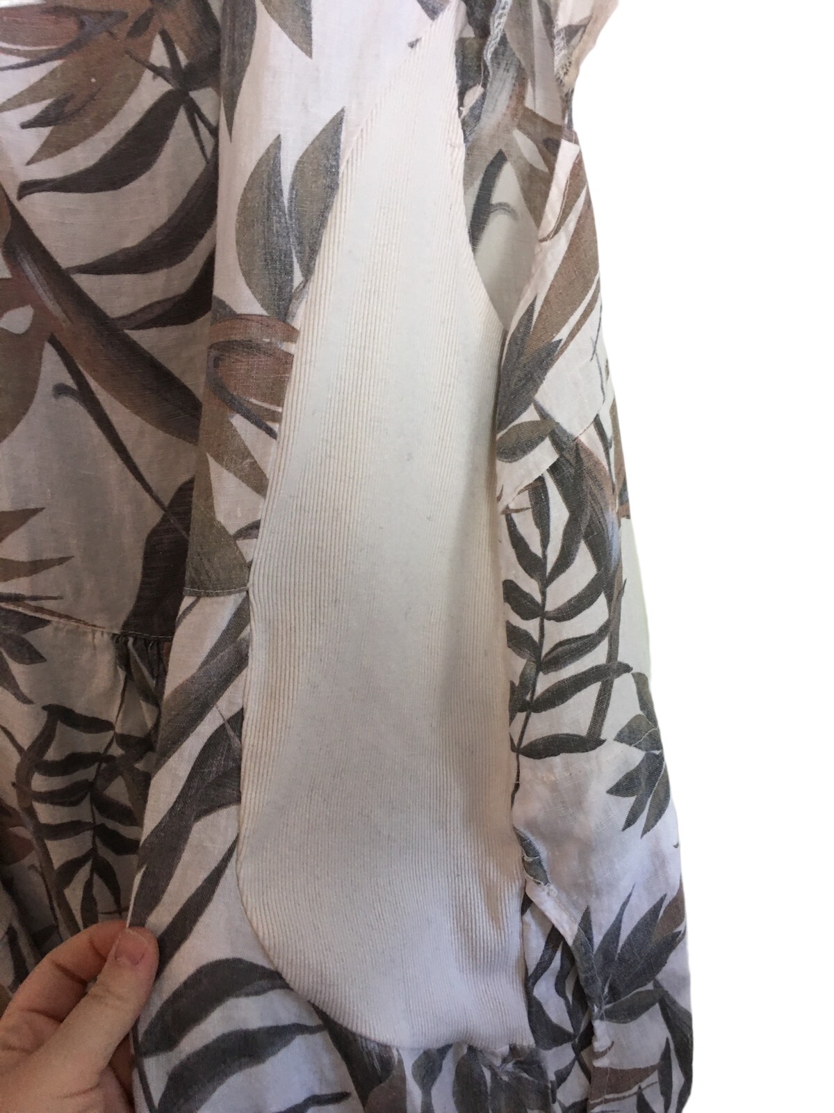 Lungo L'arno Dress Women's Size 3X Off White Green Tropical Stretchy Sides thumbnail 4