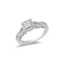1Ct White Princess Cut CZ Halo Engagement Wedding Ring In 925 Sterling Silver