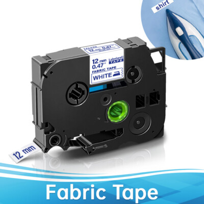 1x Compatible for Brother TZe-FA3 P-touch Blau auf Weiß 12mm Textil Aufbügelband