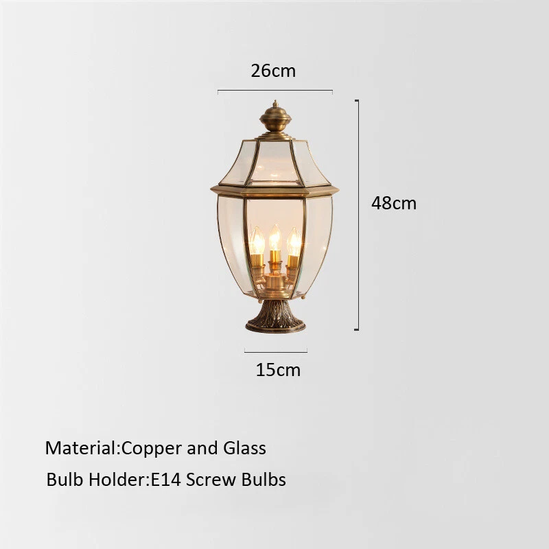 Garden Pillar Light Glass Yard Pillar Lamps Home Post Lighting Outdoor Post Lamp - Image 2 of 4