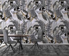 3D Floral Tree Leaf Gray Ellipse Self-adhesive Removeable Wallpaper Wall Mural