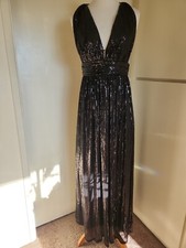Verte Evening Gown,Long Black Sequin,Party, Formal Cocktail Pageant, Size M, EUC