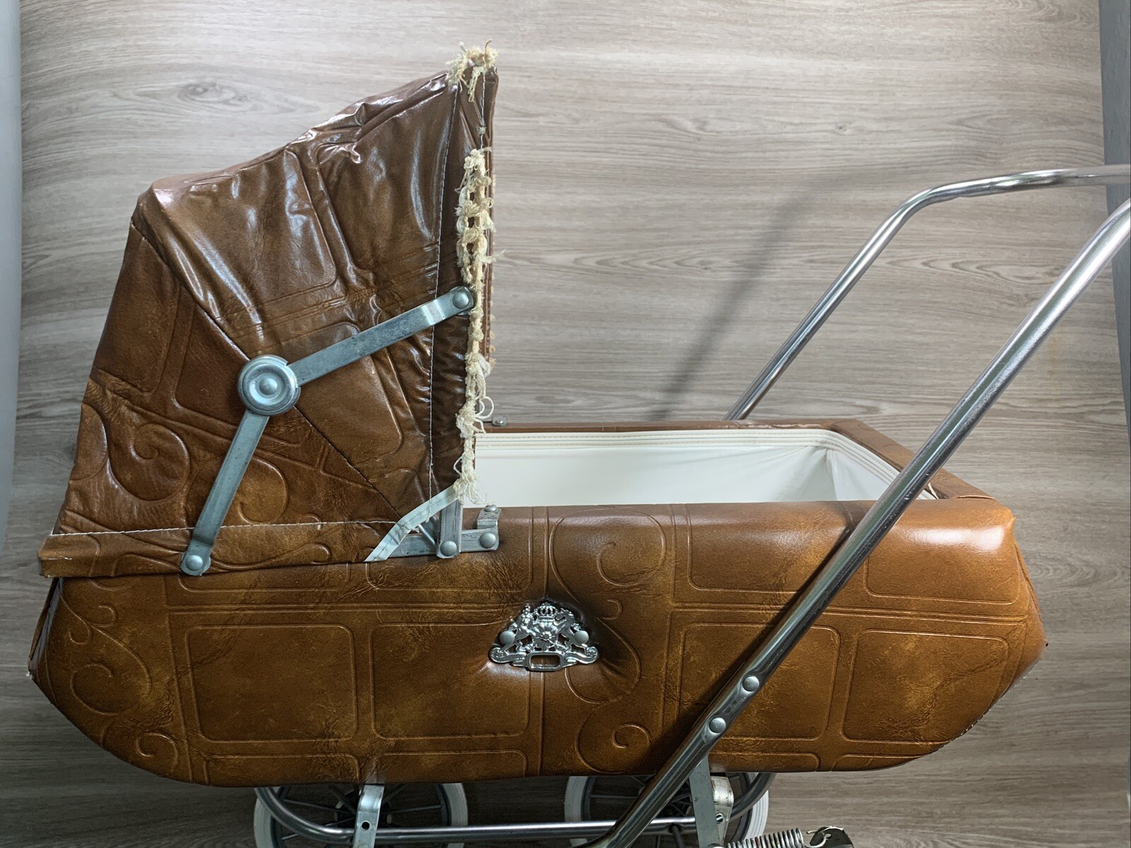 Vintage Antique Crown Baby Doll Stroller Carriage Brown Buggy