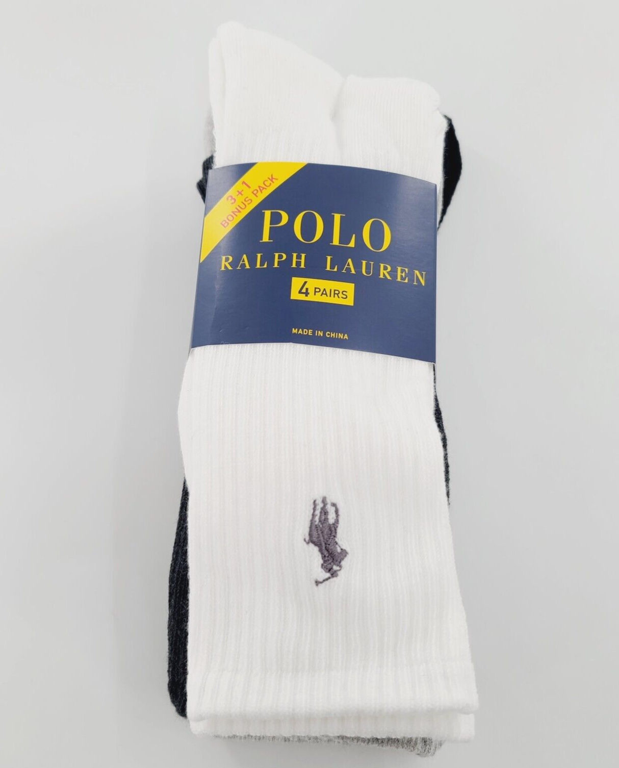 Calzini Polo Ralph Lauren Uomo Crew Calzino Multicolore Taglia 10 13 Logo Pony 4 Paia