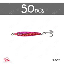 50pcs Fish WOW! 1.5oz Mega Metal Bait Jig luna Lure w/ a 3x Treble Hook Pink NEW