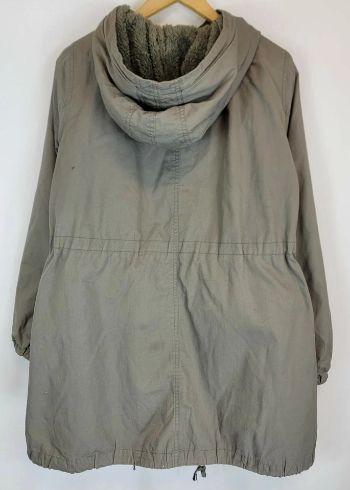 Comptoir Des Cotonniers Chaqueta de Invierno Abrigo Mujer 40 Gris Sherpa Con Capucha  Foto 2 de 4