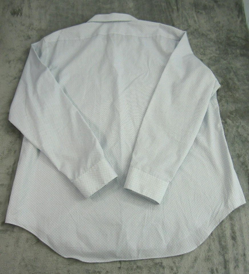 Calvin Klein Sz 2XL 18 34/35 Slim Fit Shirt Non-Iron Geometric Blue White - Image 3 of 4