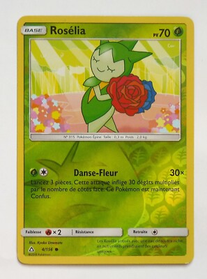 Pokemon Karte Rosélia 4/156 REVERSE HOLO 2018 SEHR GUTER ZUSTAND FRANKREICH Sonne & Mond