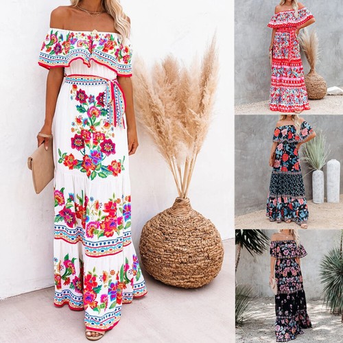 FUPODD Sommerkleid Lang Mit Taschen - Maxikleid Luftig