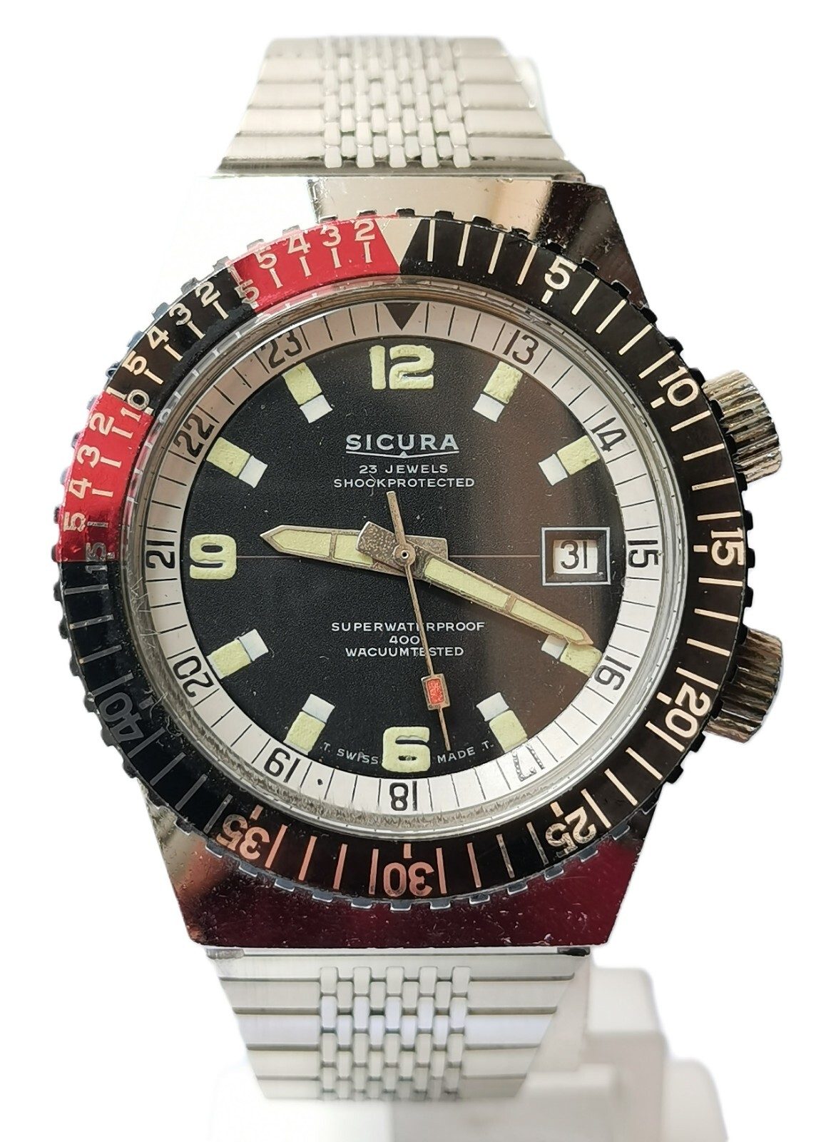 Orologio Sicura superwaterproof 400 wacumtested diver vintage 40mm swiss made