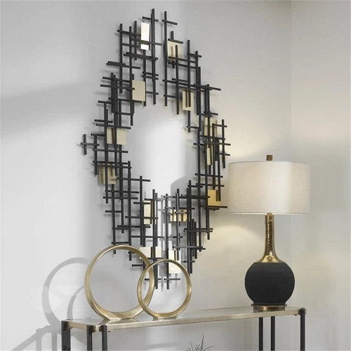 Uttermost Reflection Iron Metal Grid Wall Decor in Matte Black (Set of 2) - Picture 6 of 7