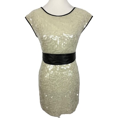 knee length dresses for ladies Short Jovani Sequin Backless Cocktail Party Dress White/Hot Pink / 00