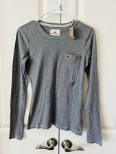 NWT Hollister Womens Pull Over Long Sleeve Sweatshirt Gray Sz XS