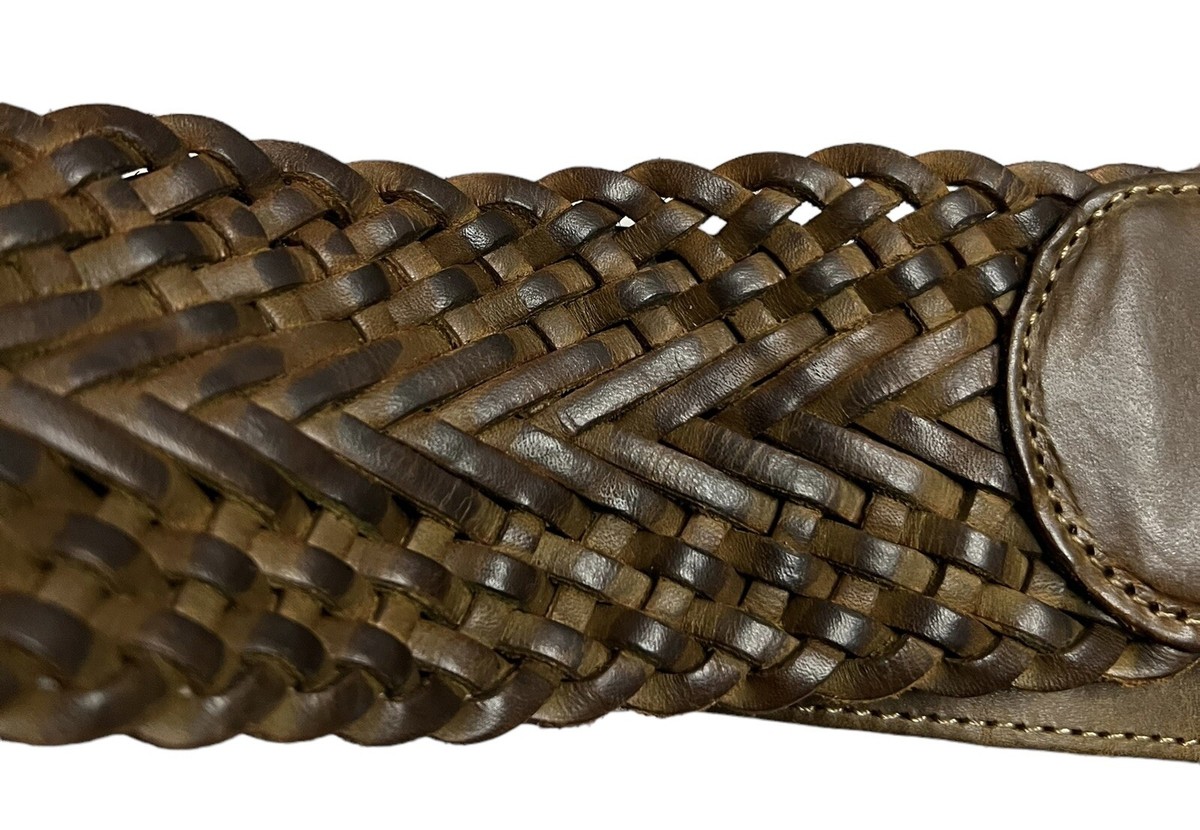 Linea Pelle Genuine Leather Brown Braided Wide Belt Boho  display picture 3