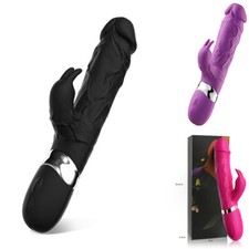 Rabbit Vibrator Realistic Dildo Clit Vibrating G-Spot Massage Sex Toy for Women
