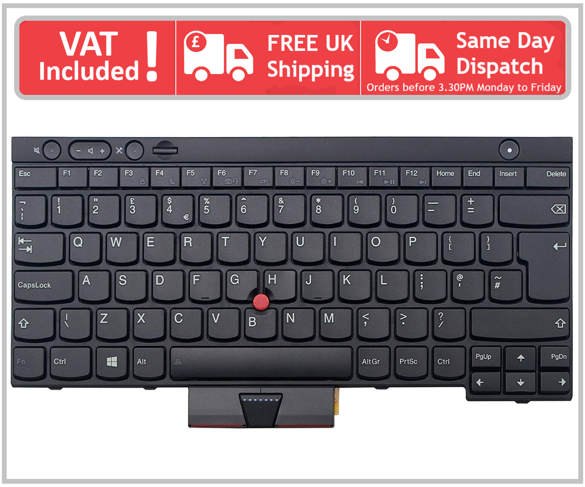 Tastiera Originale Lenovo ThinkPad 04W3166 Per X230 T430 L530 &ndash; UK Inglese, Nero