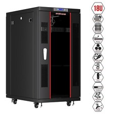 18U 39" Deep 19" IT Free Standing Server Rack Cabinet Enclosure Free Accessories
