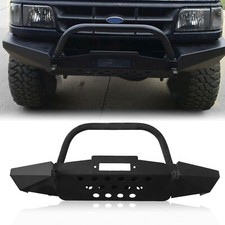 Modular Front Winch Bumper W Bull Bar Textured Black Fits 1998-2011 Ford Ranger