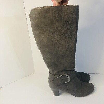 LIFE STRIDE Unison Women's Sz 8M Gray Side Zip Knee High Boots Faux Leather 