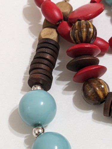 Erica Lyons 4 Layer Statement Necklace. Multi-color Wood & Acrylic Beads. - Picture 10 of 17