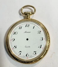 Vintage New Old Stock Arnex Gold Plate Pocket Watch Case with Arnex Dial 48mm