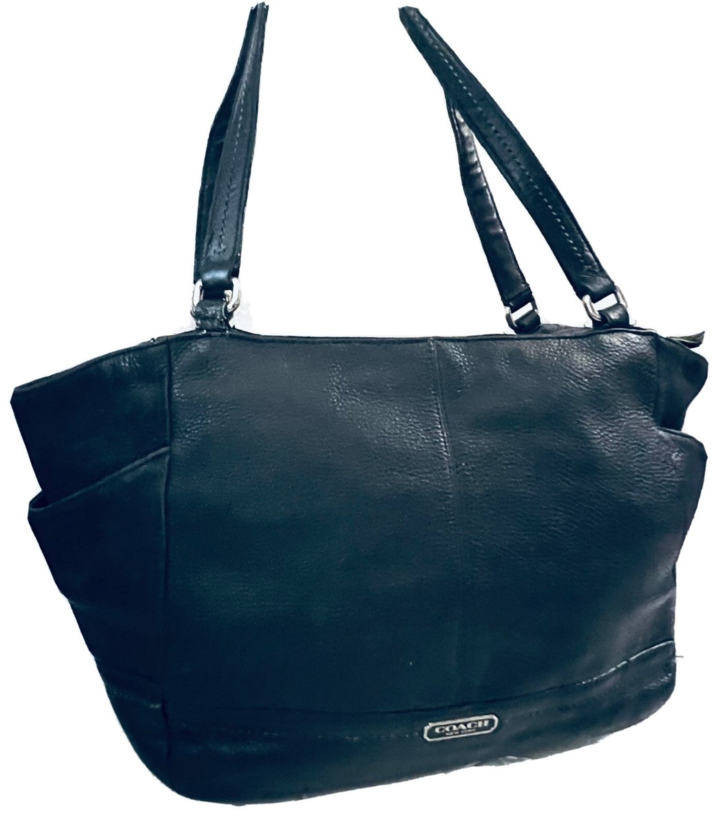 COACH PARK CARRIE BLACK PEBBLED LEATHER TOTE HAND BAG PURSE F23284