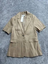 Evereve Grayson Blazer Jacket Women Small Beige Linen Single Breasted Formal New