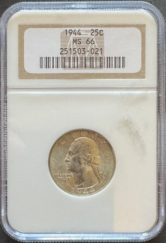 1944-P  Washington Silver Quarter  NGC MS66     Free US Shipping