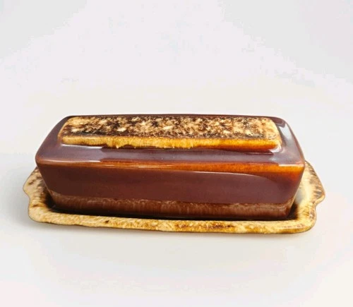 Vintage Hull Pottery Brown Drip Glaze Butter Dish No Chips Or Cracks