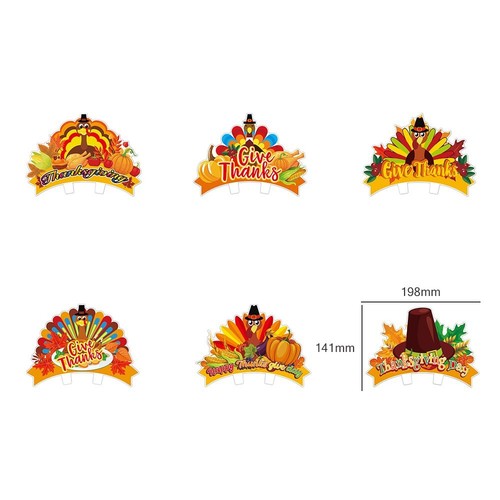 6pcs Paper Thanksgiving Headband Colorful Hair Accessories Children - Picture 2 of 5