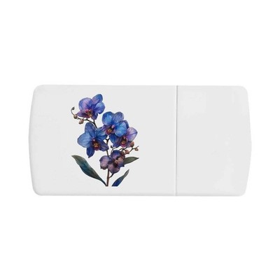 Pillendose ''Blaue Orchideen'' mit Tablettenteiler (PI00030335)