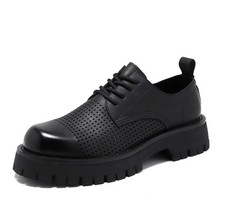 Men's Cut Out Lace Up Round Toe Oxfords Formal Casual Breathable Platform Shoes