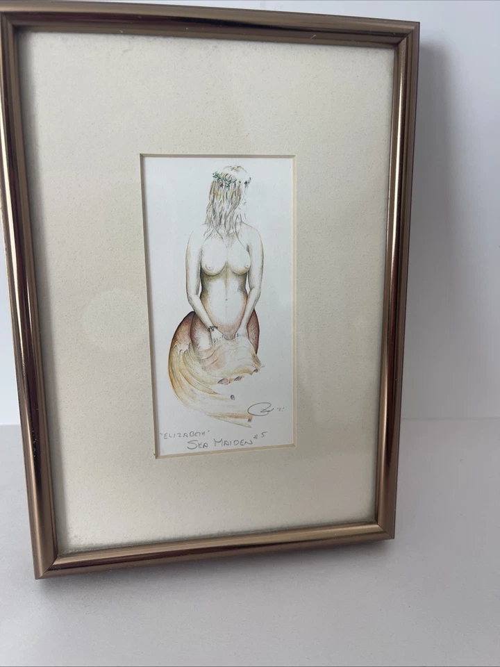 Impresión artística firmada por Robert Kline Sea Maiden #5 “Elizabeth” enmarcada enmarañada 5x7” Foto 2 de 4