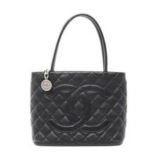 Chanel Leather Calf Tote Bag Women Black One Size