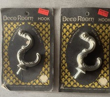 Vintage Deco Room Hooks American Tack Hardware NOS Dura Metal Set of 2
