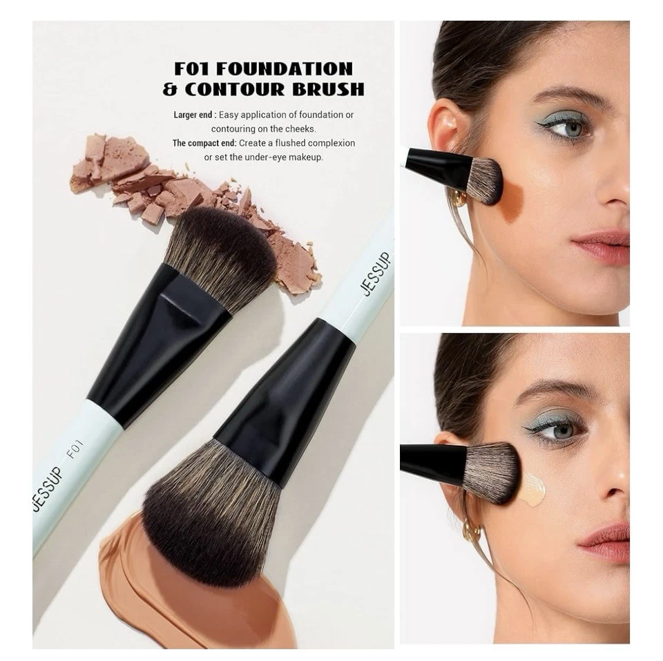 jessup Professional Make Up Brushes 3pcs Bright Cyan . Kit 3 - Image 3 of 4