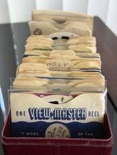 Vtg Sawyer's View-master In Bakelite Case With Over 30 Reels Case has some wear