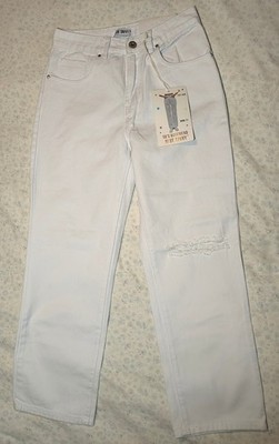Blue Savvy Jeans White Denim Light Wash Distressed Button Zipper 5-Pocket Women