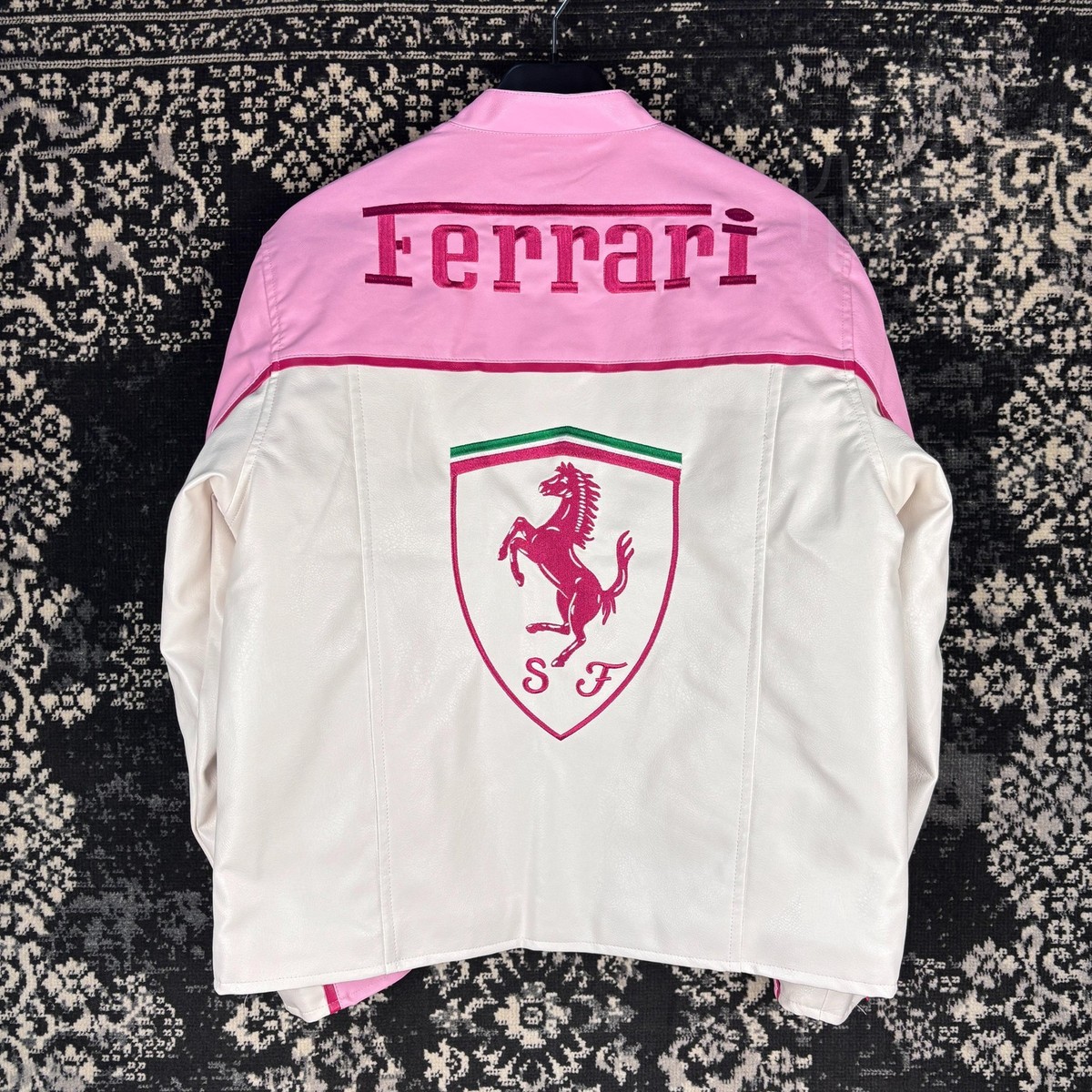 Ferrari Kimi Raikkonen F1 Formula Pink Racing JFaux Leather Jacket