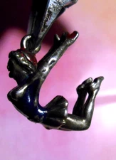 Vintage 1950's CHEERLEADER Silver Tone Pendant Painted Hat, Sweater, Mittens