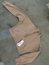 Beige Quarter Zip Pullover, Crop, Hiking, Gym