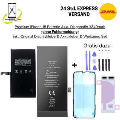 Für iPhone 15 Batterie Akku Diagnostik Premium Battery 3349mAh Accu + Zubehör