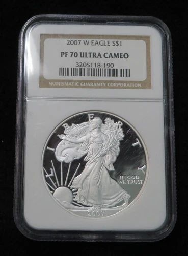 2007-W American Silver Eagle Proof NGC Graded PF70 Ultra Cameo