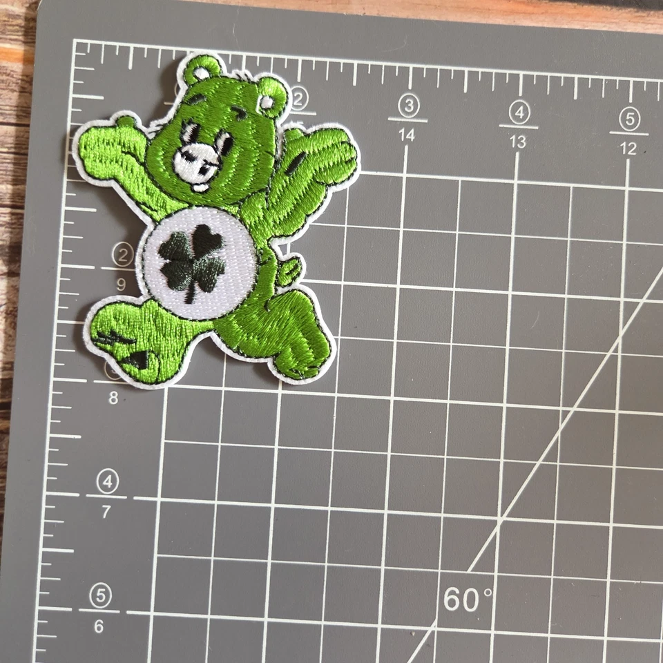 Care Bears Good Luck Bear Green Cartoon Character Embroidered Iron On Patch - Image 2 of 2