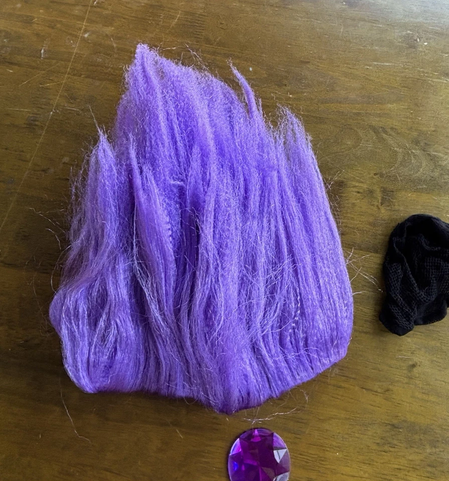Peluca Troll Púrpura Adulto Talla Única Con Joya Vientre Púrpura, Disfraz Halloween Foto 2 de 4