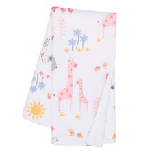 Lambs  Ivy Jazzy Jungle White Fleece Safari Animals Soft Baby Blanket