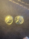 24k Gold PLATED 1958-D and 1945-D Copper Wheat Pennies Uncirculated 2 Coins
