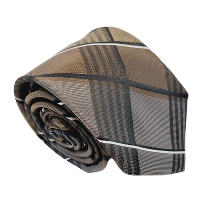 Apt 9 Necktie Brown Plaid Pattern Men's Skinny Neck Tie 58x2.75'' 