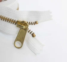100 Crafters Zippers 12" YKK Brass Donut Pull Teeth  9/16 501 White