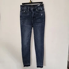 Judy Blue Women's Jeans Size 5/27 Distressed Denim Skinny Fit with Raw Hem